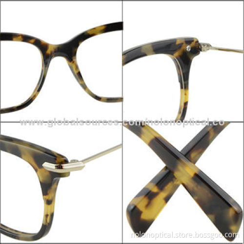 Reading Glasses, Brown Tort, Yellow Thin Metal Arms, Designer Optical Frames